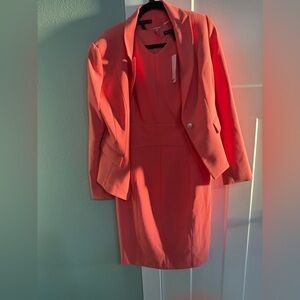Women's Coral Blazer and Sheath Dress Set NWT